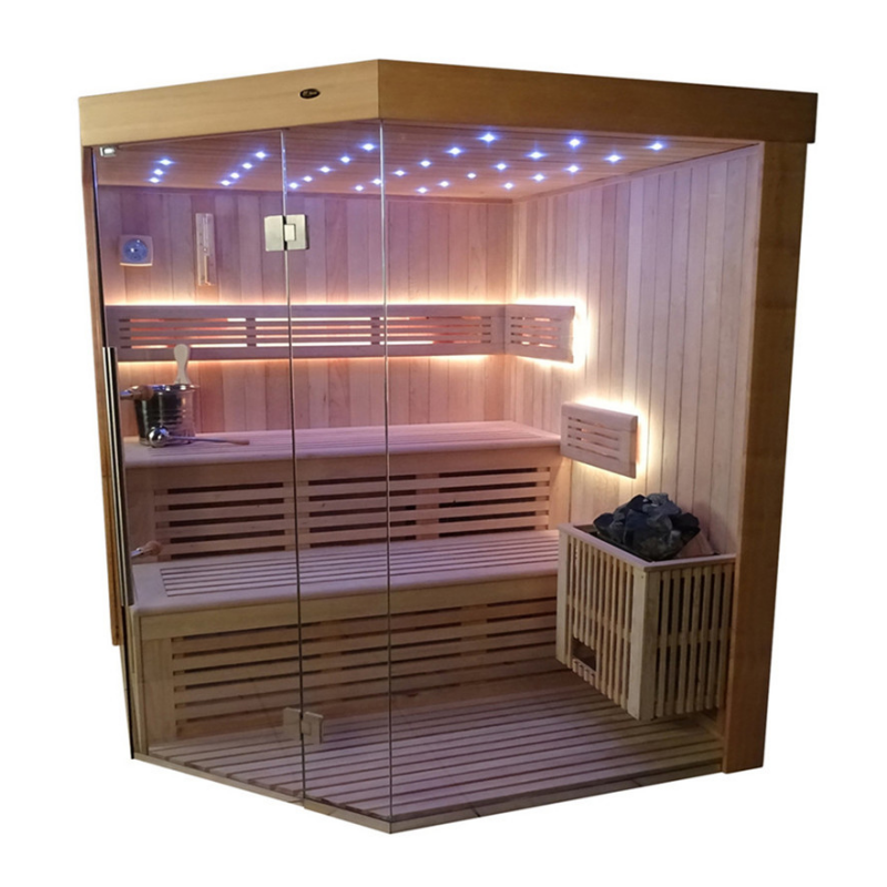 SAUNASNET® Finnish Traditional Indoor Steam Sauna for Home Use Glass 12