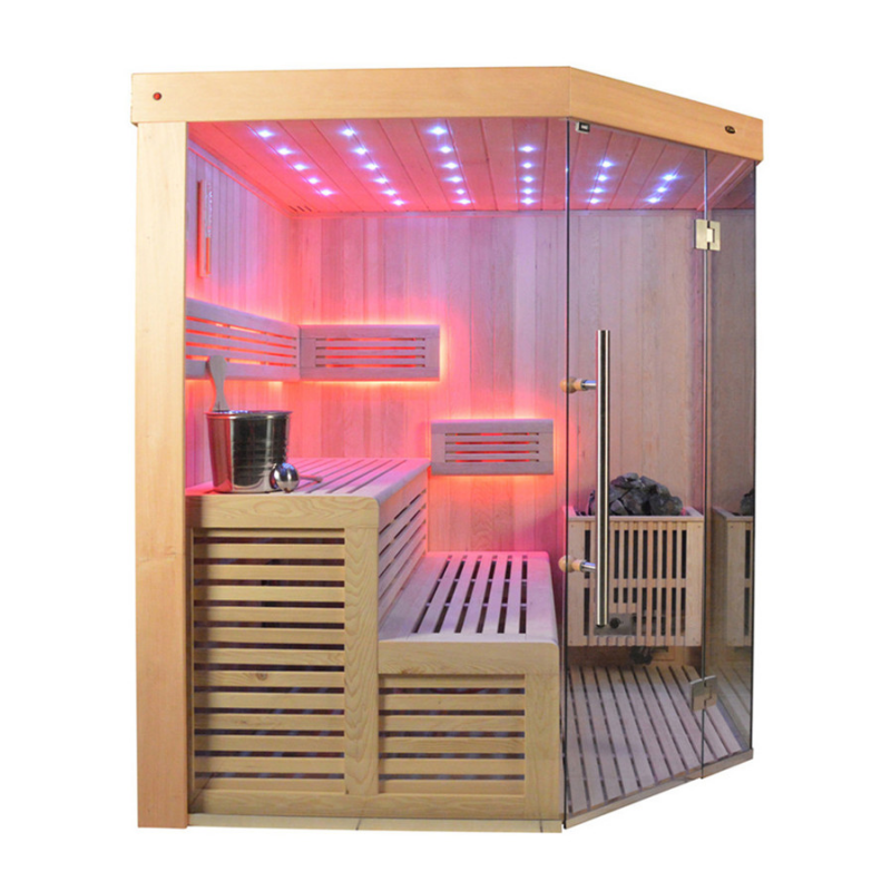 SAUNASNET® Finnish Traditional Indoor Steam Sauna for Home Use Glass 12