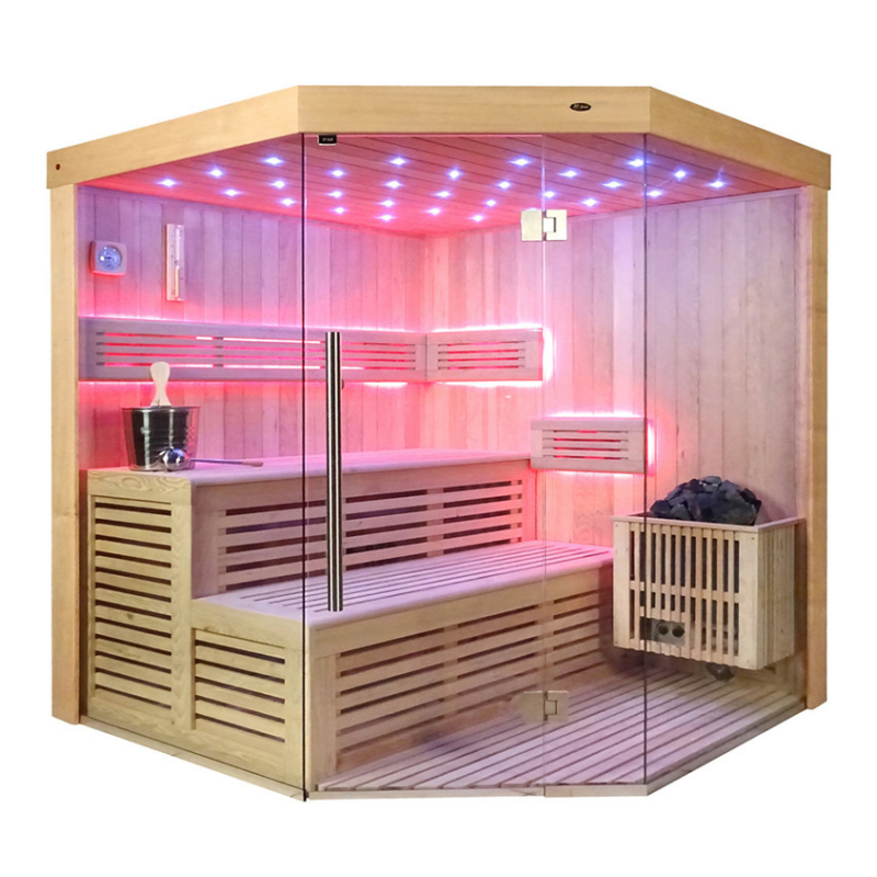 SAUNASNET® Finnish Traditional Indoor Steam Sauna for Home Use Glass 12