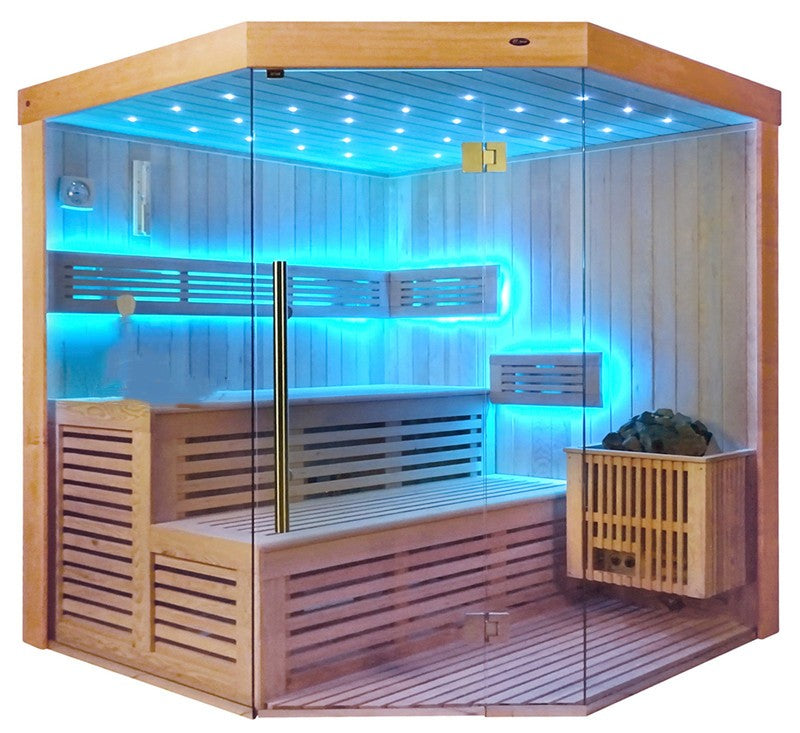 SAUNASNET® Finnish Traditional Indoor Steam Sauna for Home Use Glass 12