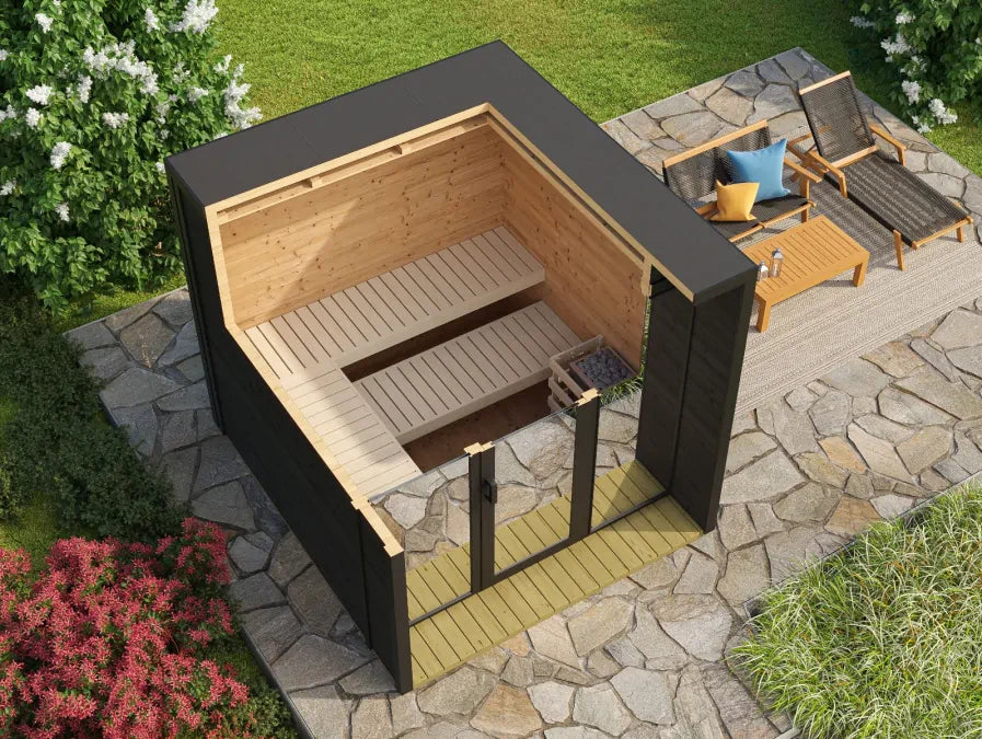 SAUNASNET® Ourdoor Right Angle Garden Sauna Square 08