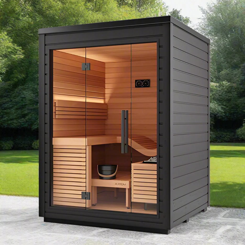 SAUNASNET® Outdoor Mira Cabin Sauna Kit Black 02