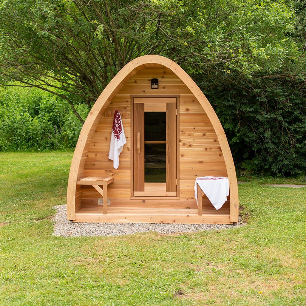 SAUNASNET® Mini POD Outdoor Clear Red Cedar Sauna(2-4 person) Barrel 13