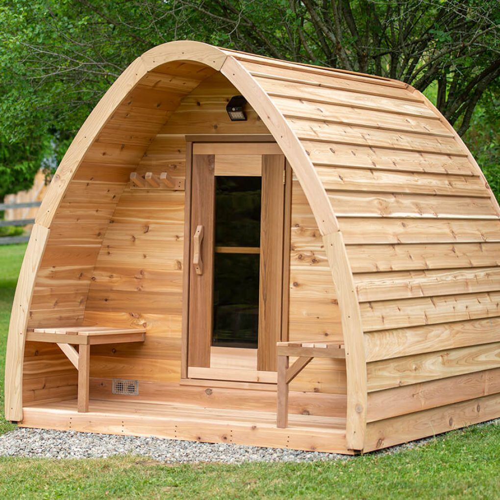 SAUNASNET® Mini POD Outdoor Clear Red Cedar Sauna(2-4 person) Barrel 13