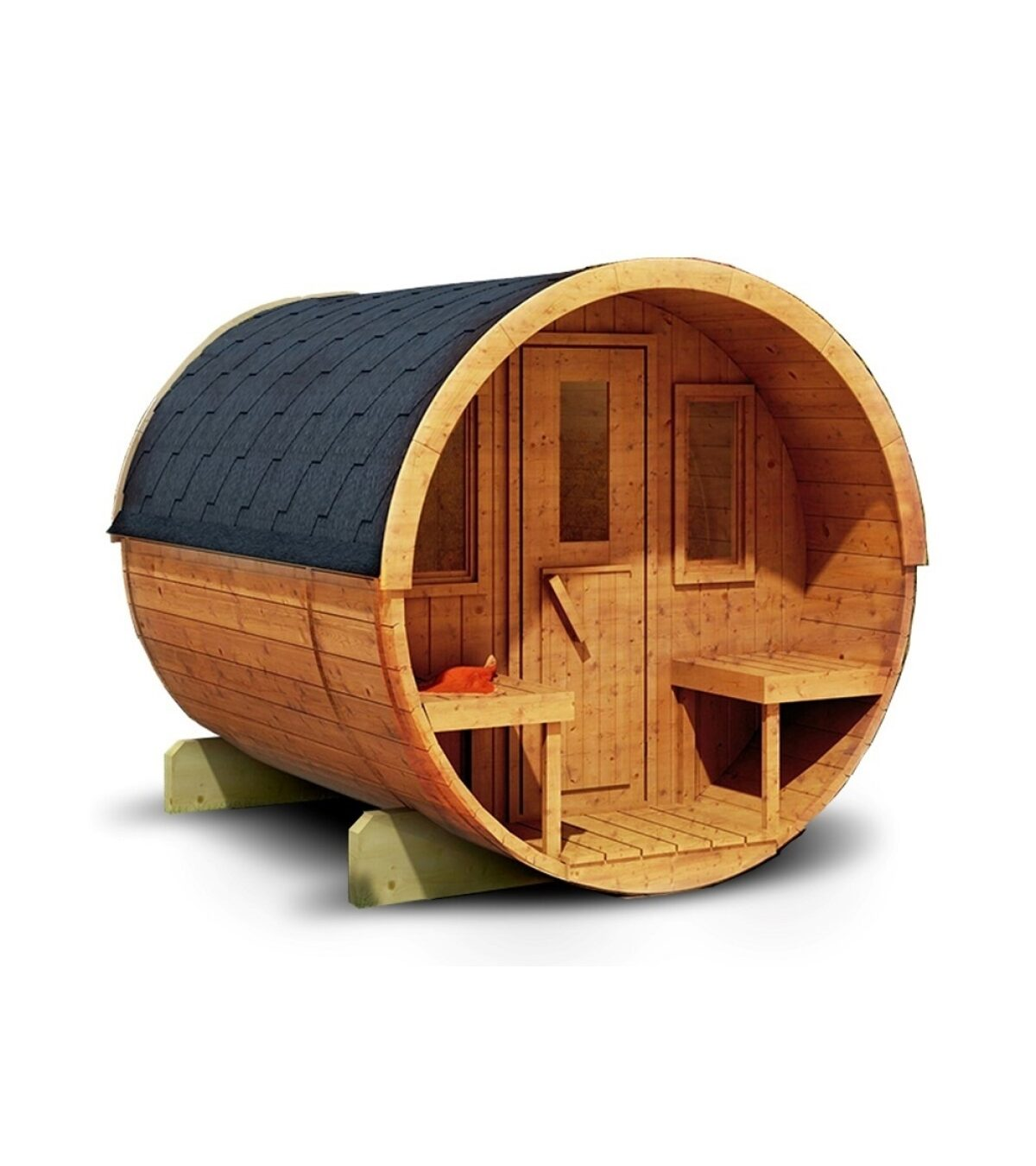 SAUNASNET® Outdoor Basic Sauna With Porch Barrel 08