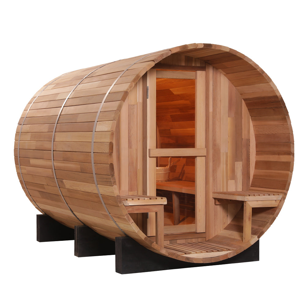 SAUNASNET® Canadian Wood Outdoor Sauna Room Barrel 02