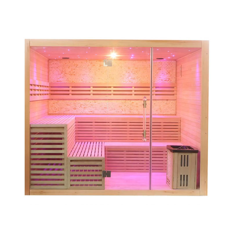 SAUNASNET® Indoor Therapy Wood Steam Sauna Rooms（Double Bench）Glass 10