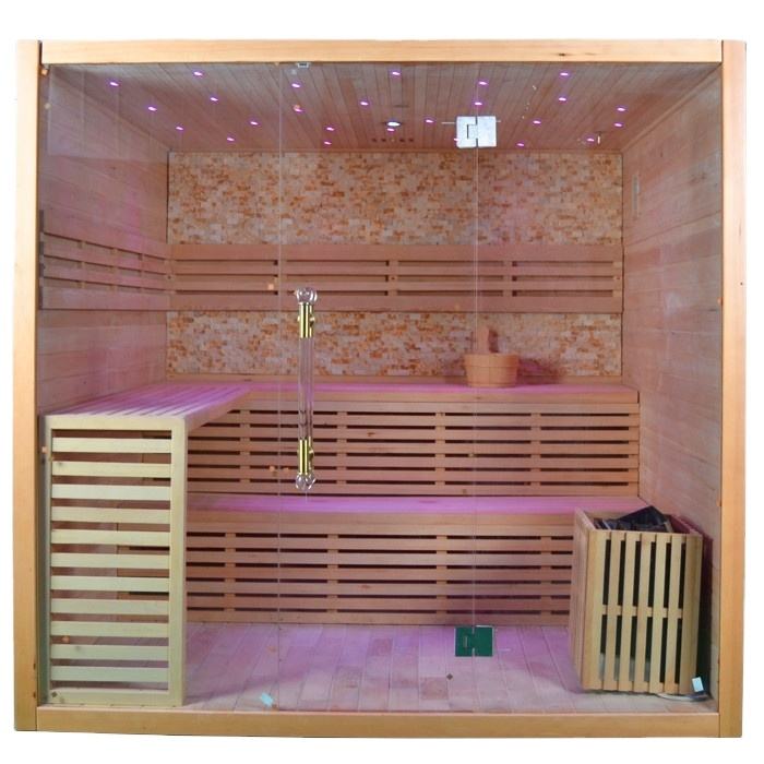 SAUNASNET® Hemlock / Red Cedar Indoor Therapy Wood Steam Sauna Rooms Glass 09