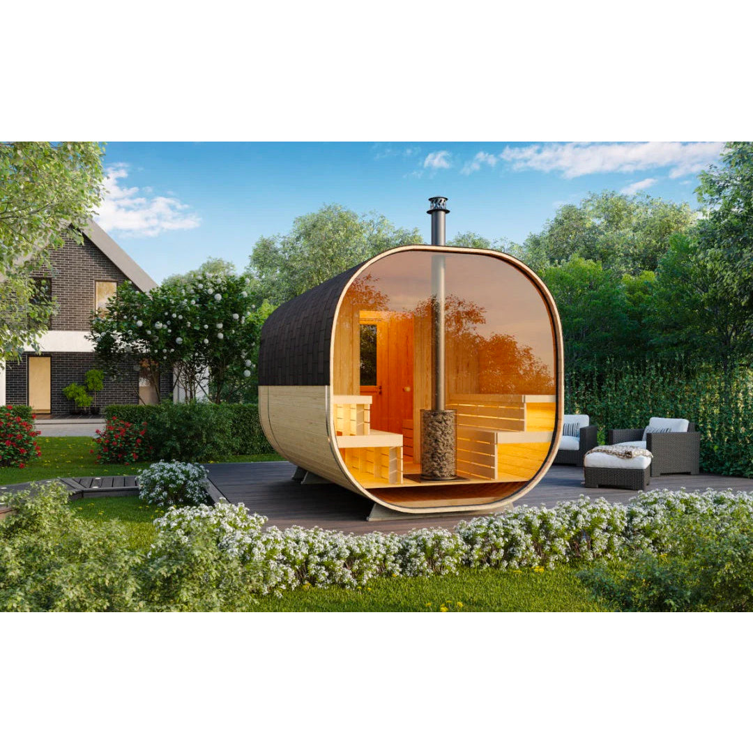 SAUNASNET® 2-room Outdoor Garden Sauna Barrel 01