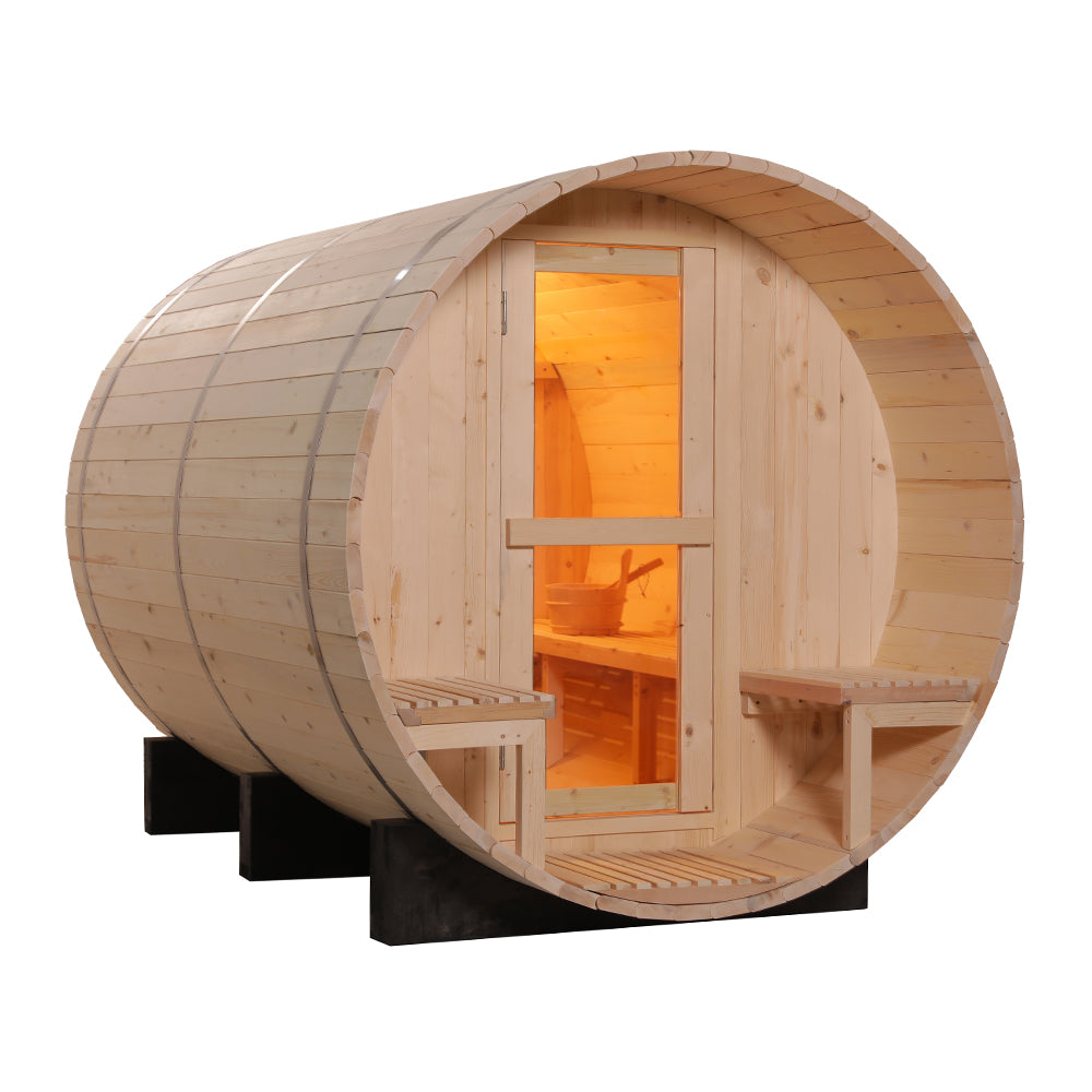 SAUNASNET® Canadian Wood Outdoor Sauna Room Barrel 02