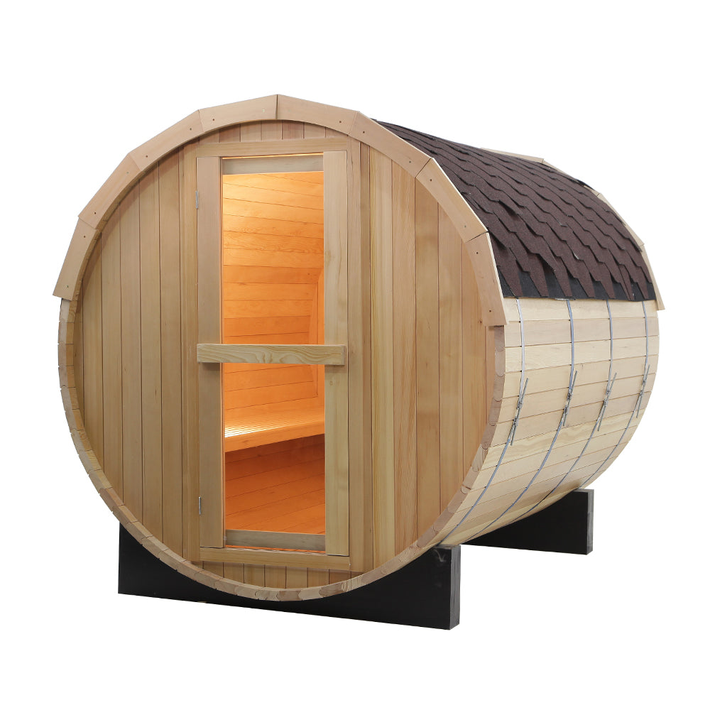 SAUNASNET® Canadian Wood Outdoor Sauna Room Barrel 02