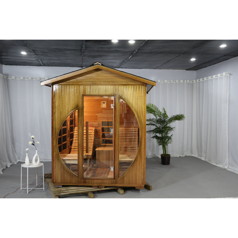 SAUNASNET® Outdoor Sauna Room with Recliner Far Infrared 19