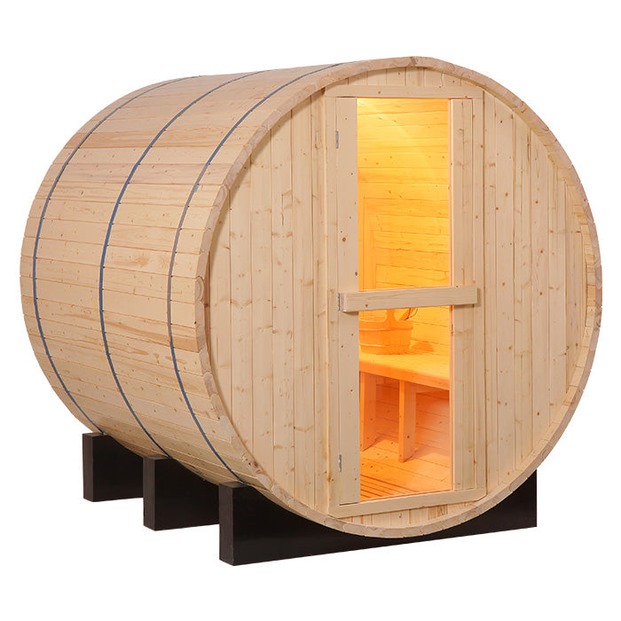 SAUNASNET® Canadian Wood Outdoor Sauna Room Barrel 02