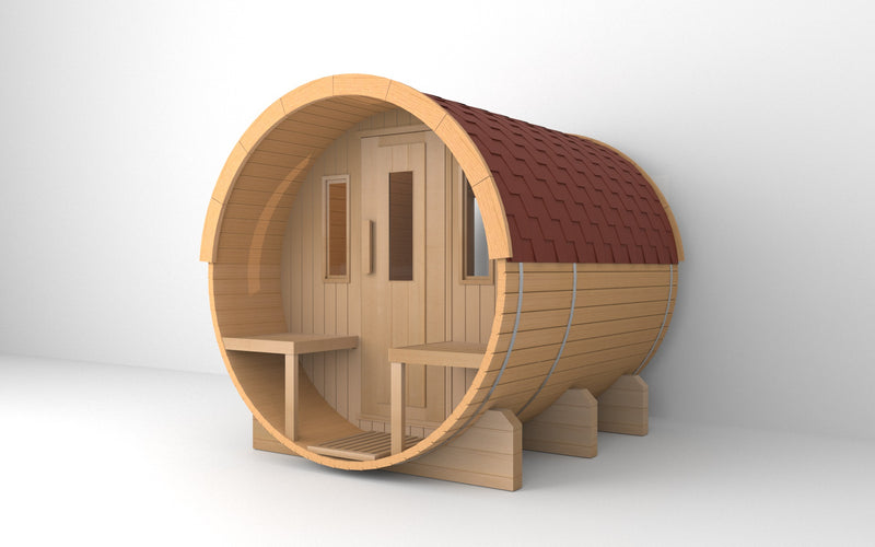 SAUNASNET® Outdoor Sauna With Porch Barrel 08（Only one left in stock/Delivery time<15 days>）