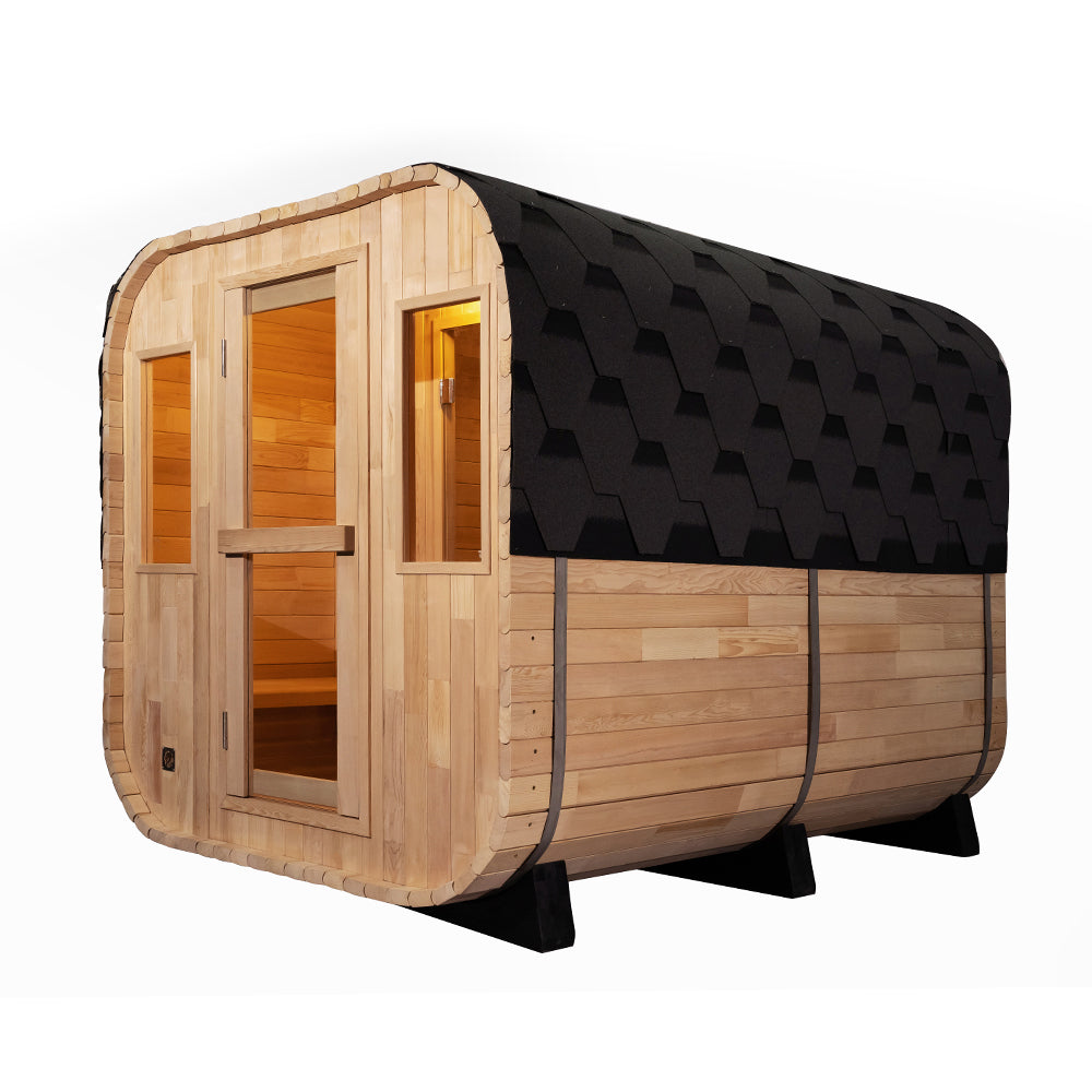 SAUNASNET® 2-room Outdoor Garden Sauna Barrel 01