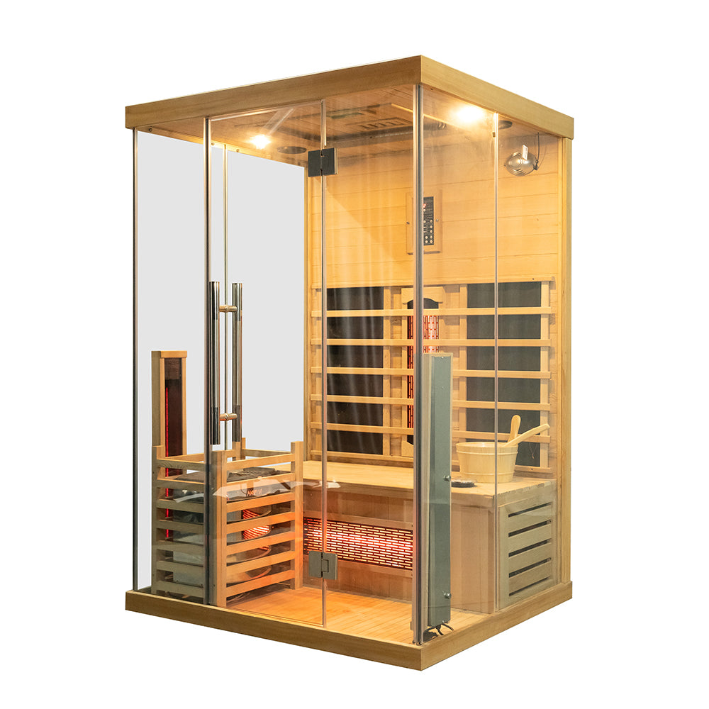 SAUNASNET® Premium Indoor Sauna With Three-sided glass Hybrid Sauna 03