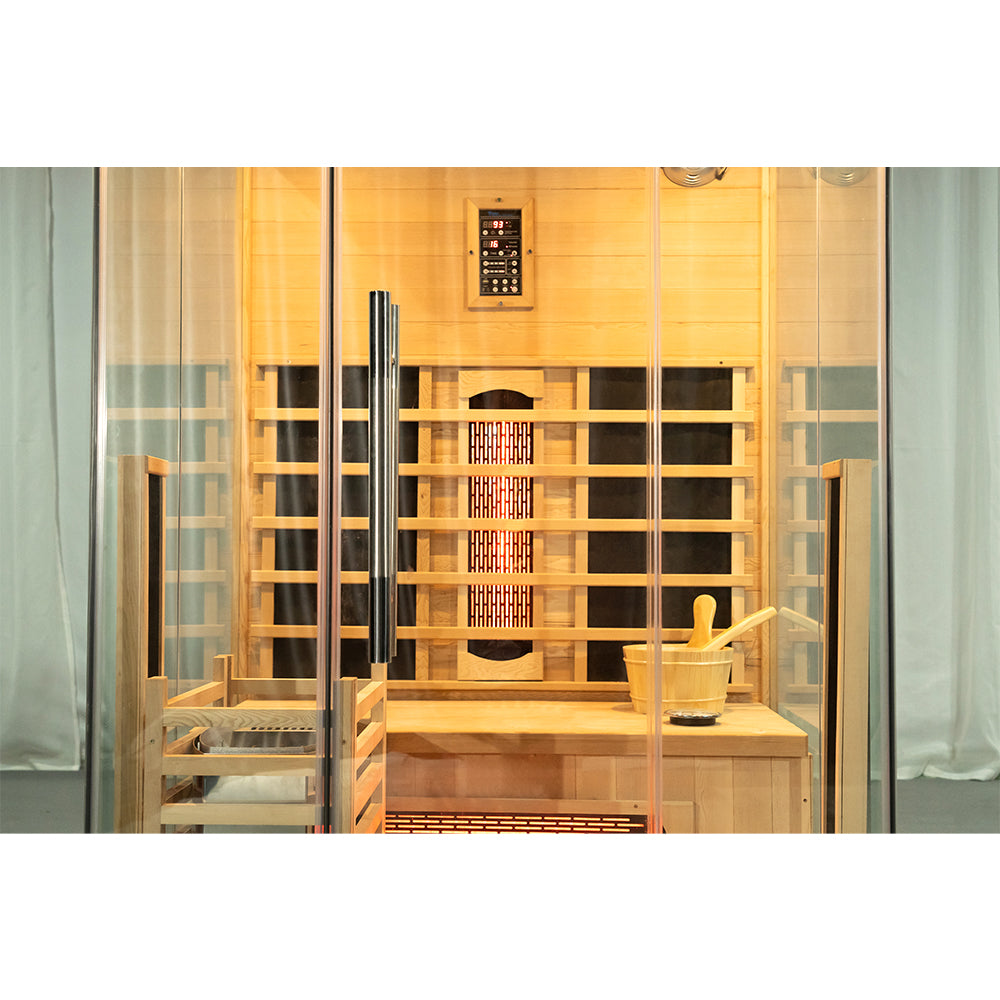 SAUNASNET® Premium Indoor Sauna With Three-sided glass Hybrid Sauna 03