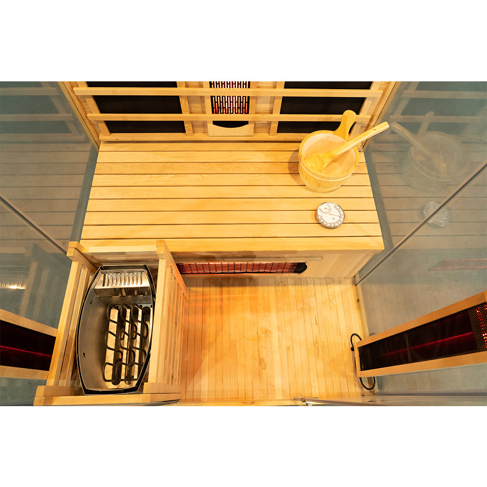 SAUNASNET® Premium Indoor Sauna With Three-sided glass Dual System 03