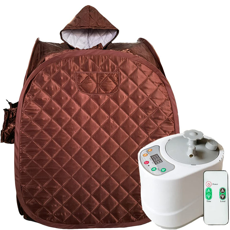 Smartmak Portable Steam Sauna Kit, Include Tent with Hat and 2L Steamer - Black