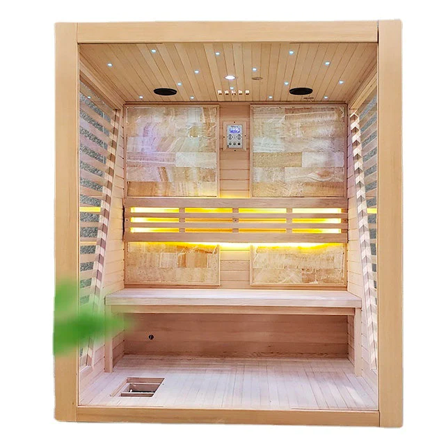 SAUNASNET® Commercial Red Cedar Hemlock Indoor Steam Sauna Room Glass 01