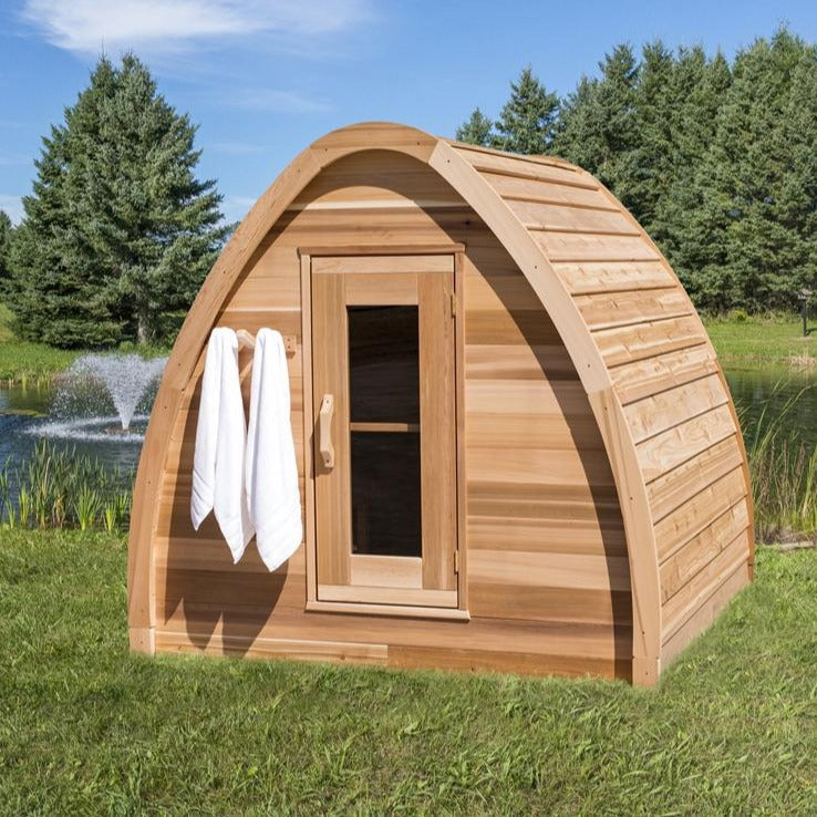 SAUNASNET® Mini POD Outdoor Clear Red Cedar Sauna(2-4 person) Barrel 13