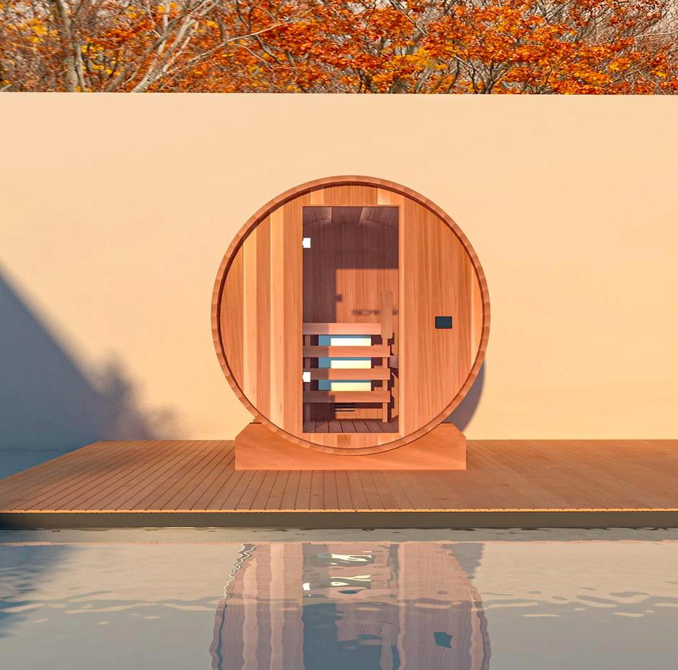 SAUNASNET® Simple Style Outdoor Wood Sauna Barrel 09